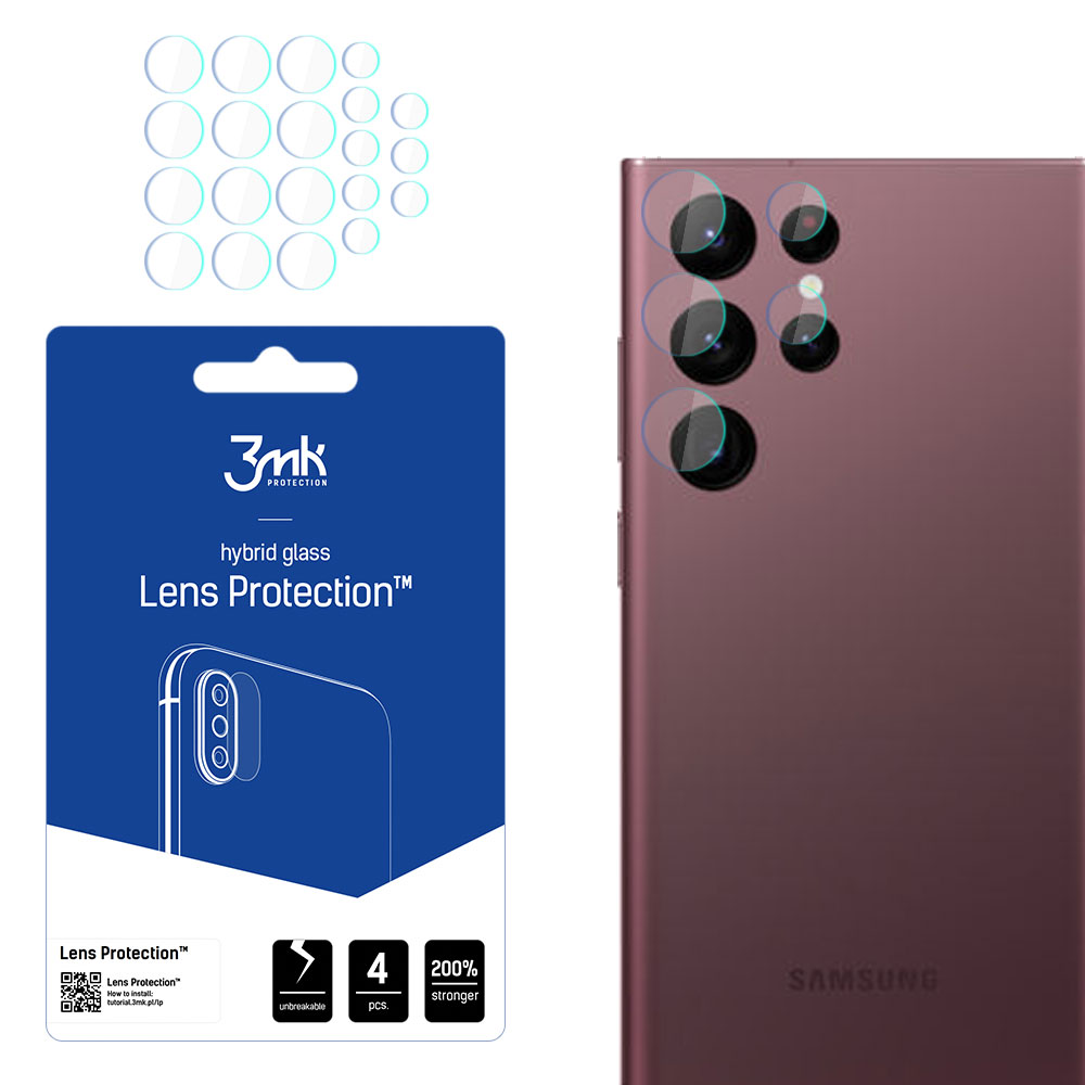 3mk objektyvo apsauga™ hibridinis kameros stiklas Samsung Galaxy S22 Ultra 5G