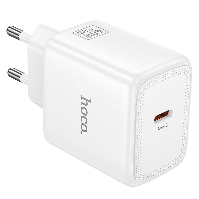 Telefono GaN įkroviklis Hoco USB C PD AVS 40W max 60W N83 baltas