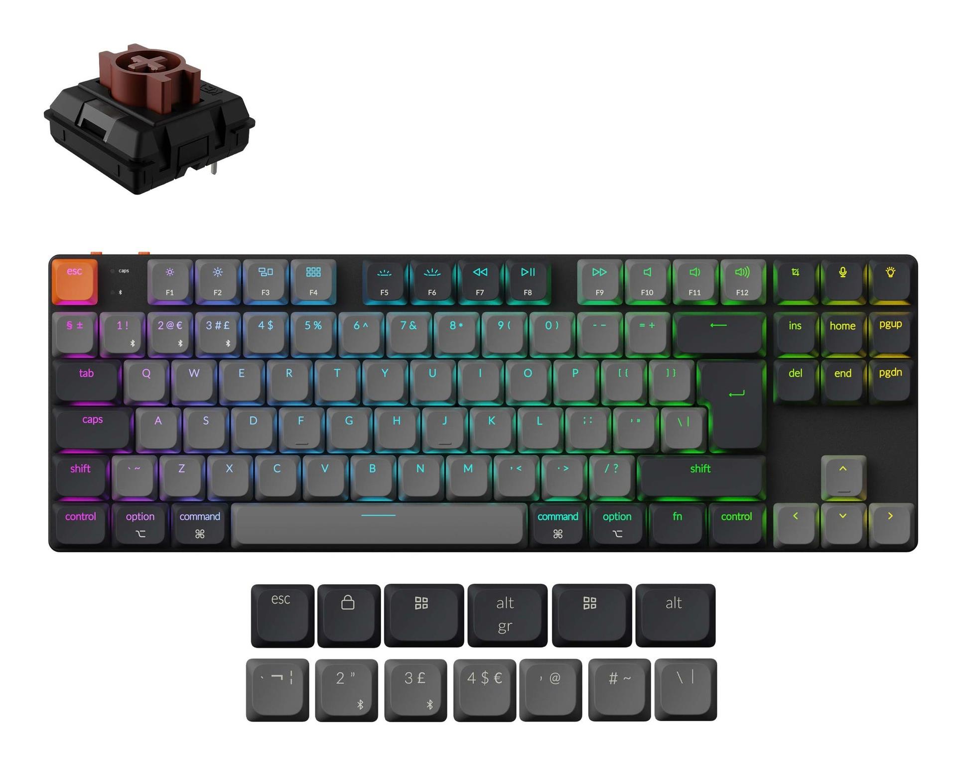 Klaviatūra Keychron WRL K1 RGB/Juoda