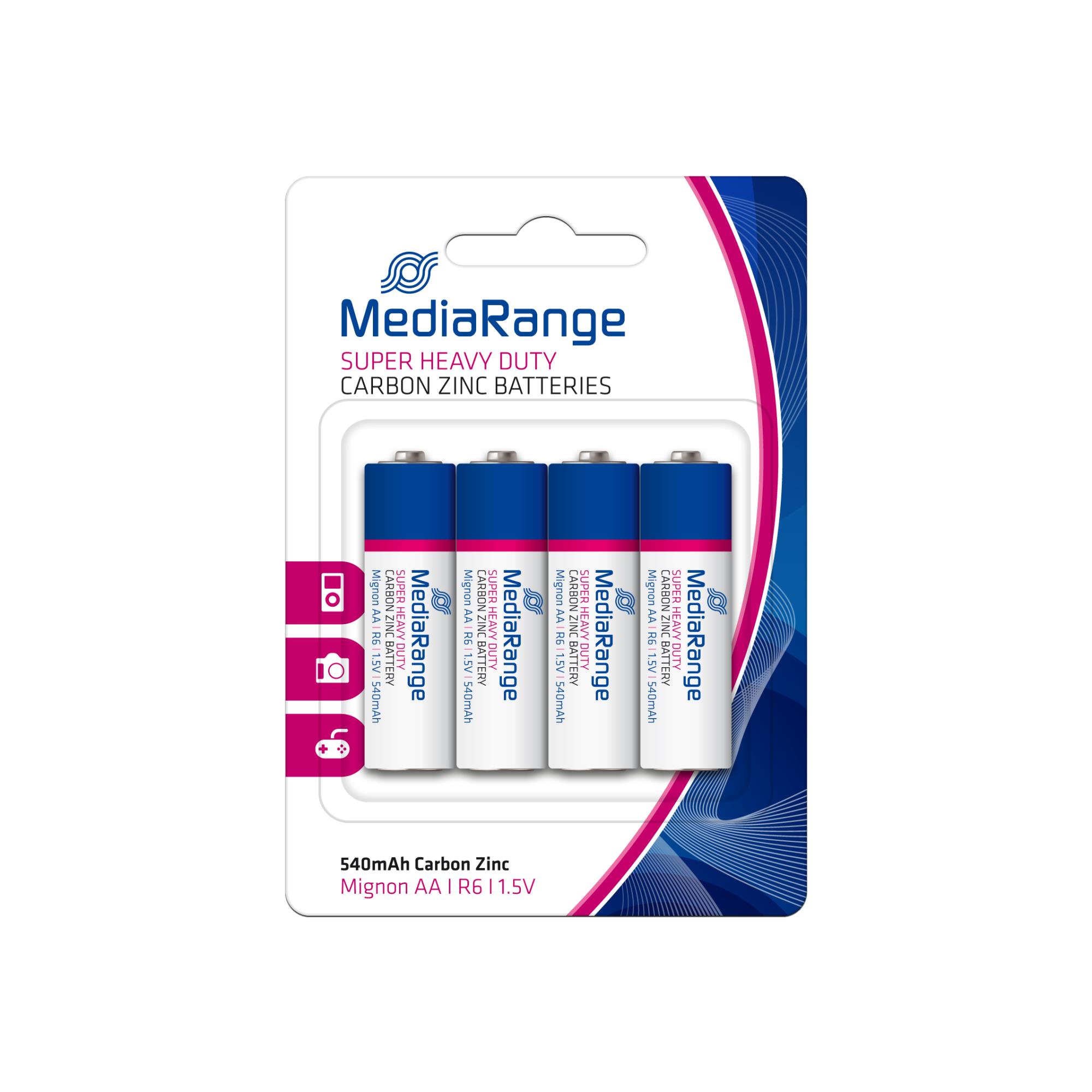 Угольно-цинковая батарейка AA 1.5V/4шт. MediaRange