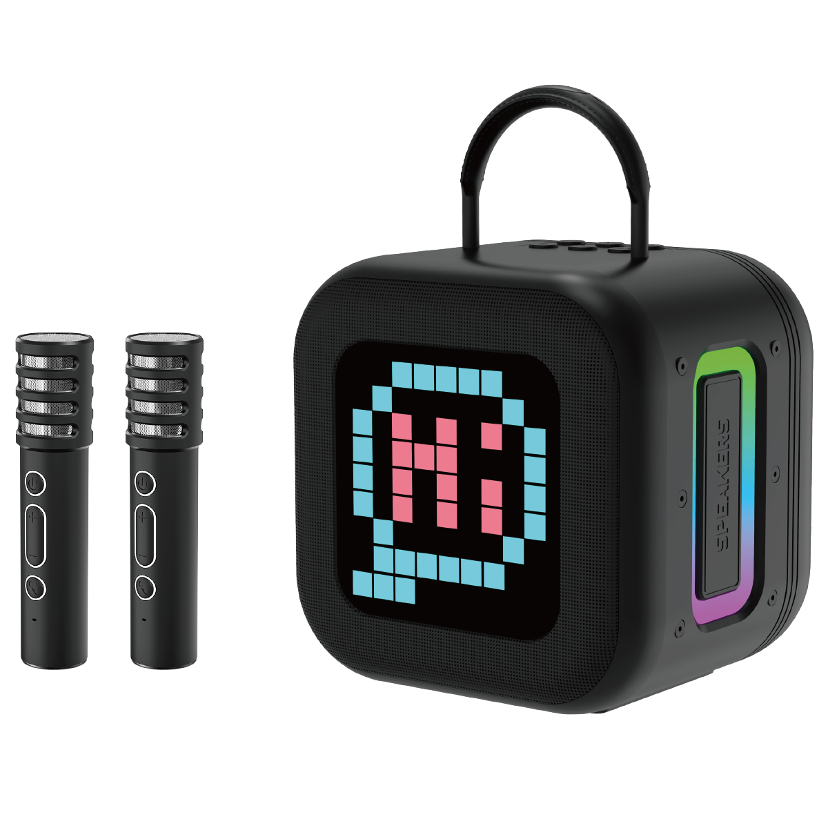 Blavec nešiojama Bluetooth garso kolonėlė WS-09 Karaoke Fun - 10W su 2 mikrofonais ir ekranu (WS09-2MB) juoda