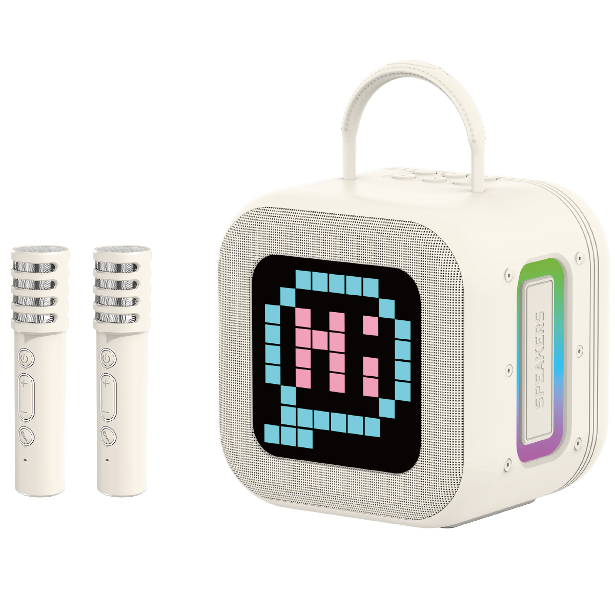 Blavec nešiojama Bluetooth garso kolonėlė WS-09 Karaoke Fun - 10W su 2 mikrofonais ir ekranu (WS09-2MBE) smėlio