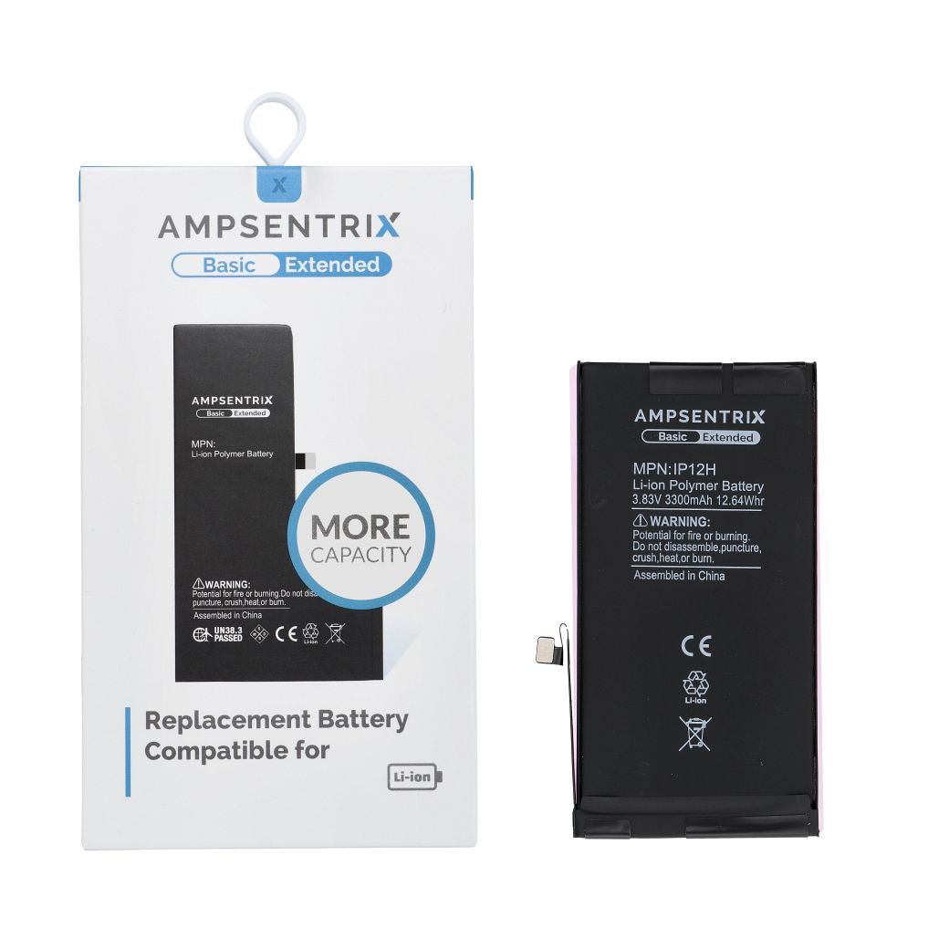 AmpSentrix Basic baterija, skirta iPhone 12 / 12 Pro (didelė talpa 3300 mAh)