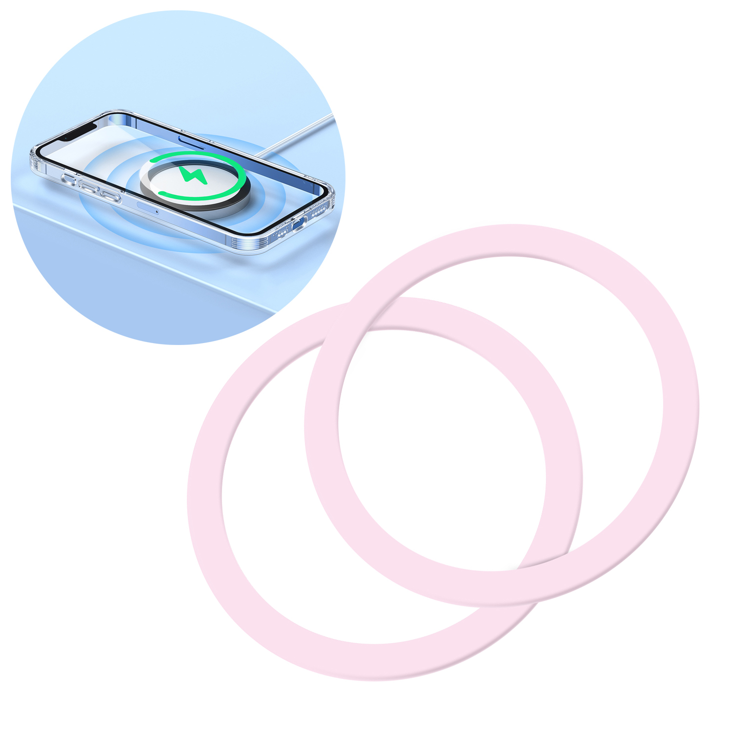 Joyroom komplektas metal magnetic rings smartphone 2 vnt. rožinis (JR-Mag-M3)