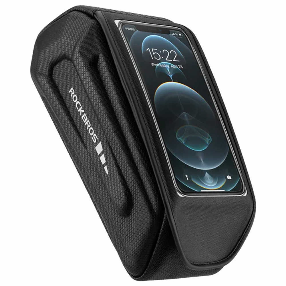 Rockbros 30120064001 neperšlampamas dviračio rėmo krepšys su telefono dėklu - juodas