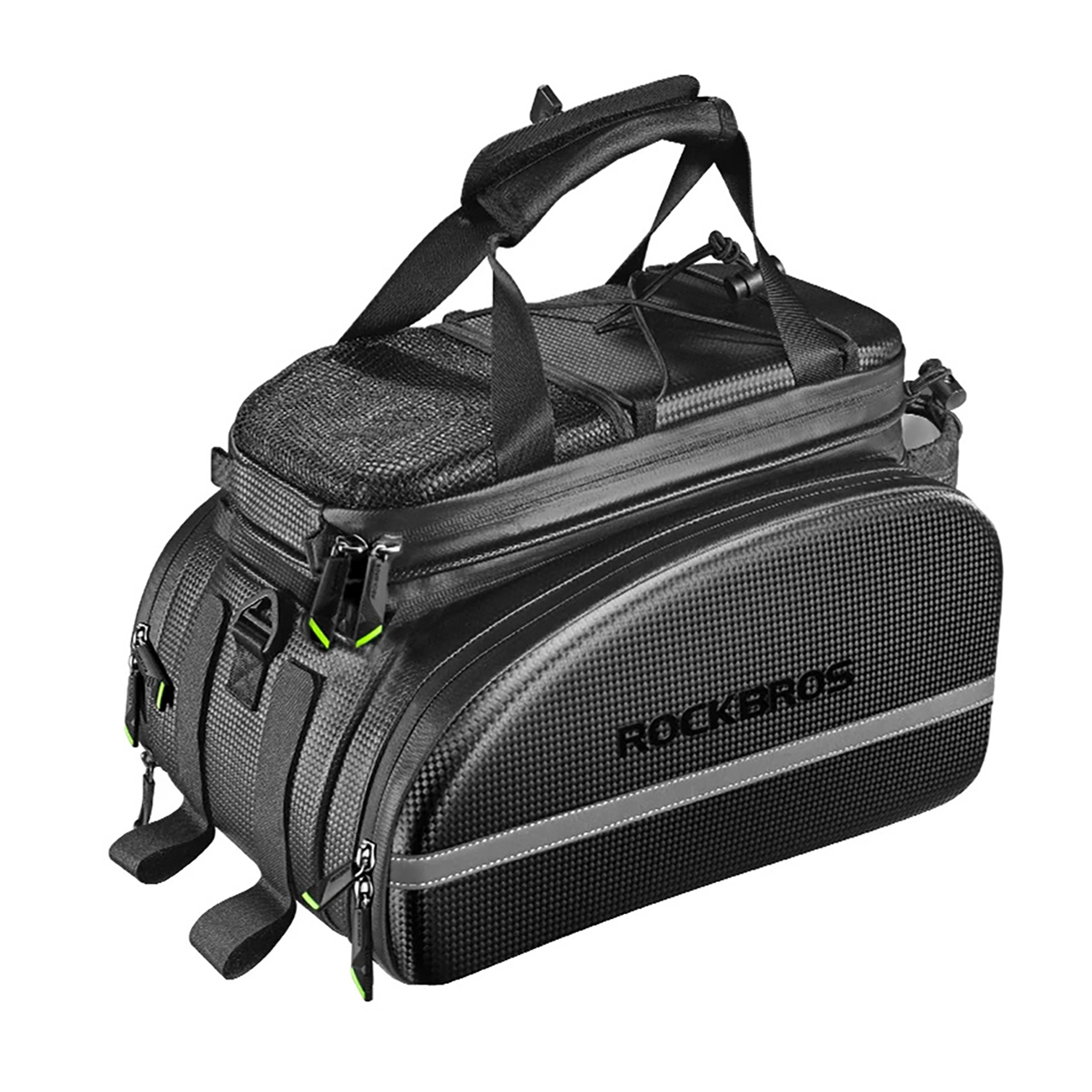 Rockbros A6-6 dviračio krepšys ant bagažinės, 35 l, su išlankstomomis kišenėmis - juodas