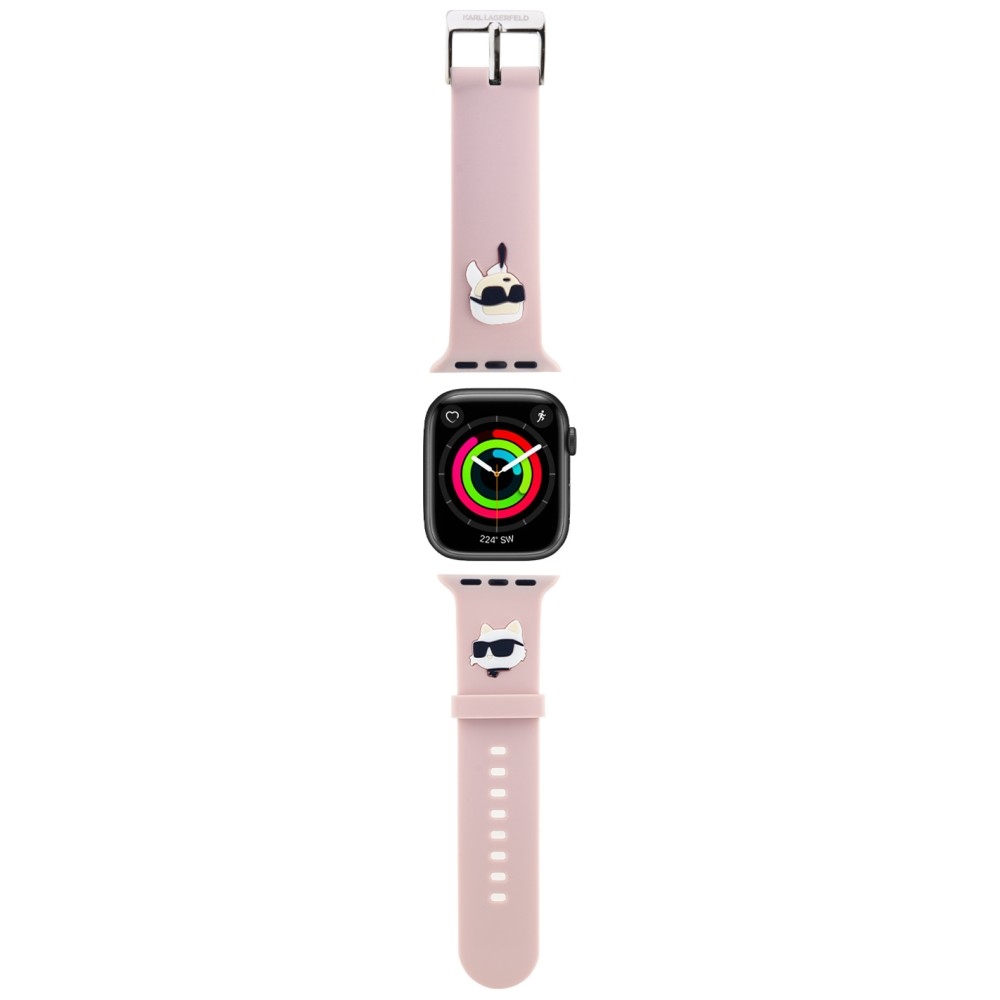 KARL LAGERFELD DIRŽELIS KLAWMSLKCNP APPLE WATCH 38/40/41MM ROŽINIS/ROŽINIS DIRŽELIS 3D RUBBER KARL&CHOUPETTE HEADS