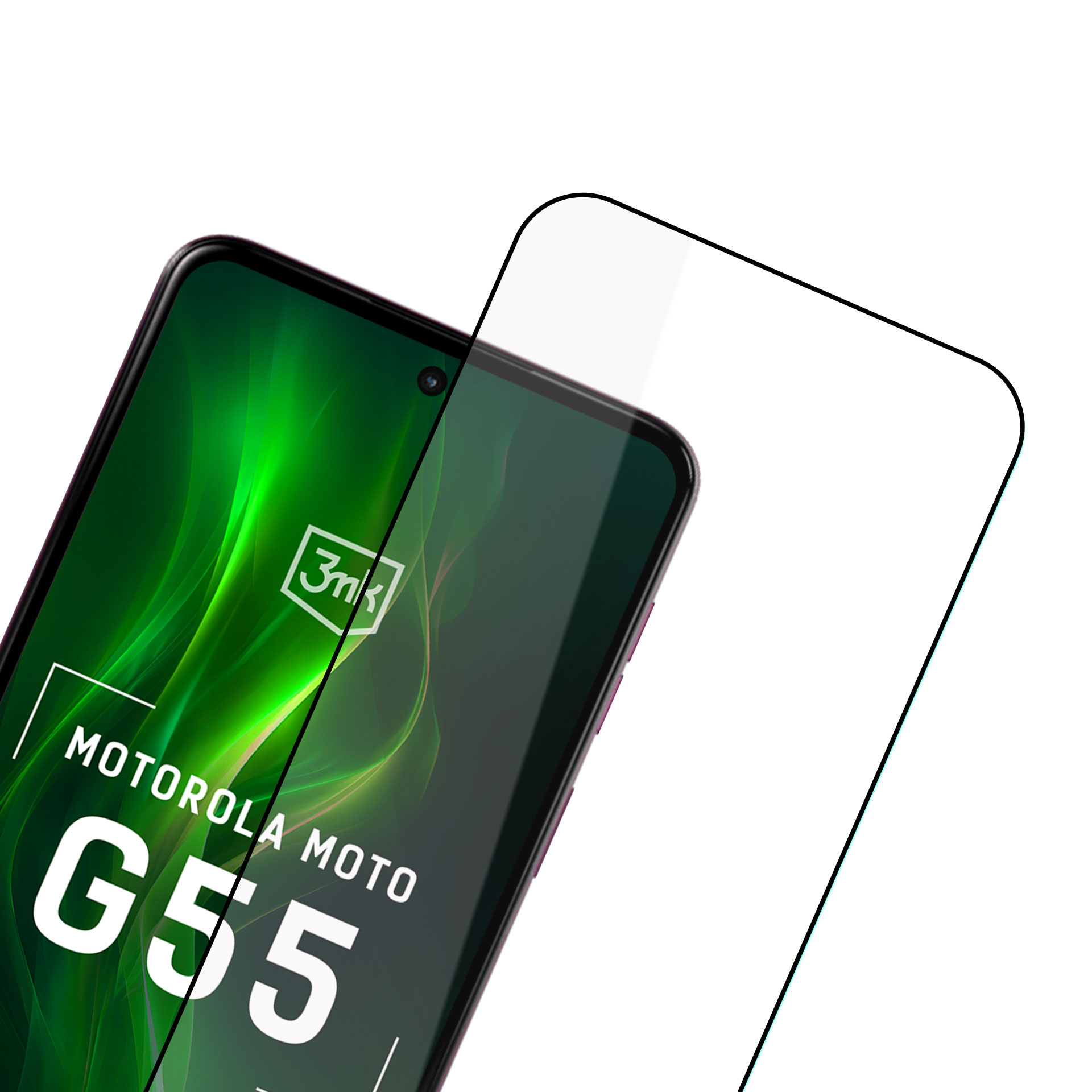 Grūdintas stiklas 3mk HardGlass Max Lite Black Motorola Moto G55 5G