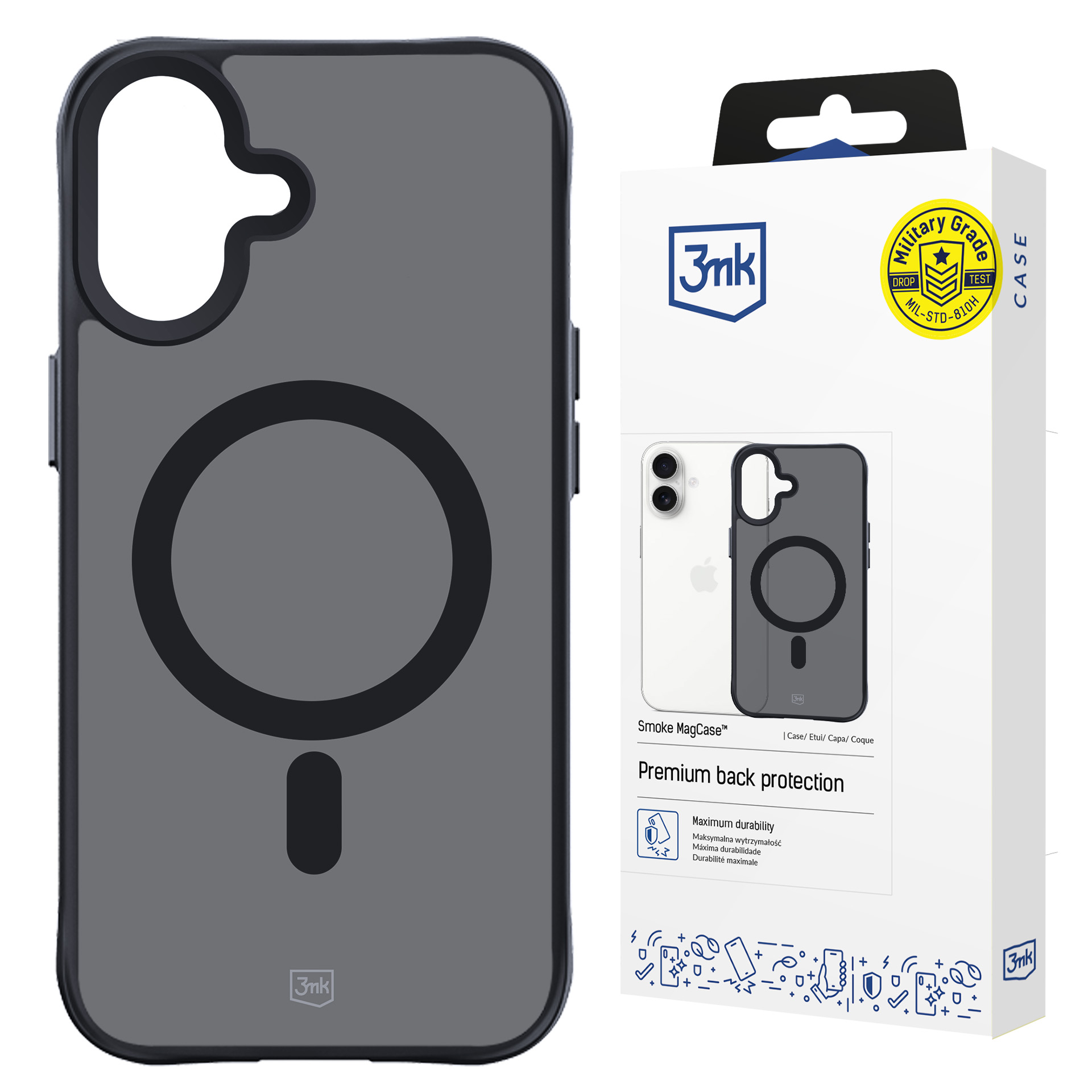 3mk Smoke MagDėklas su MagSafe telefonui iPhone 16 - pusiau skaidrus