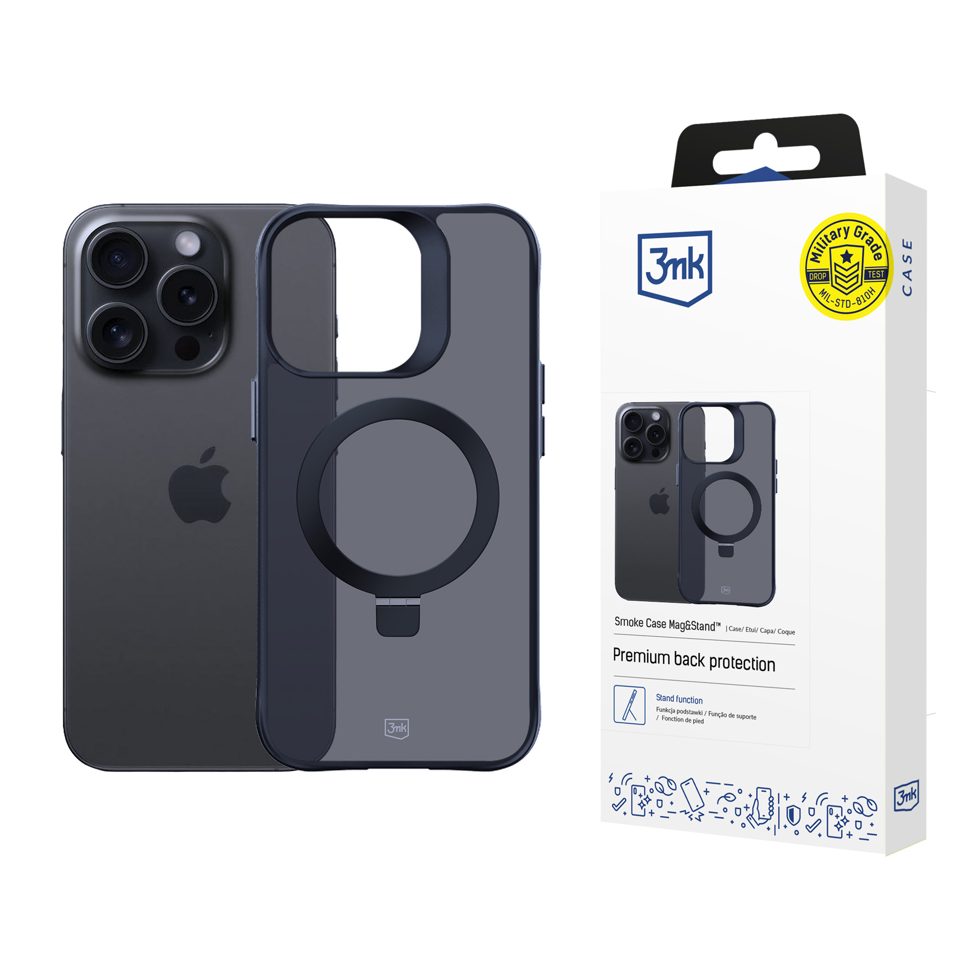 3mk Smoke Чехол Mag&Stand для Apple iPhone 16 Pro Max - чёрный