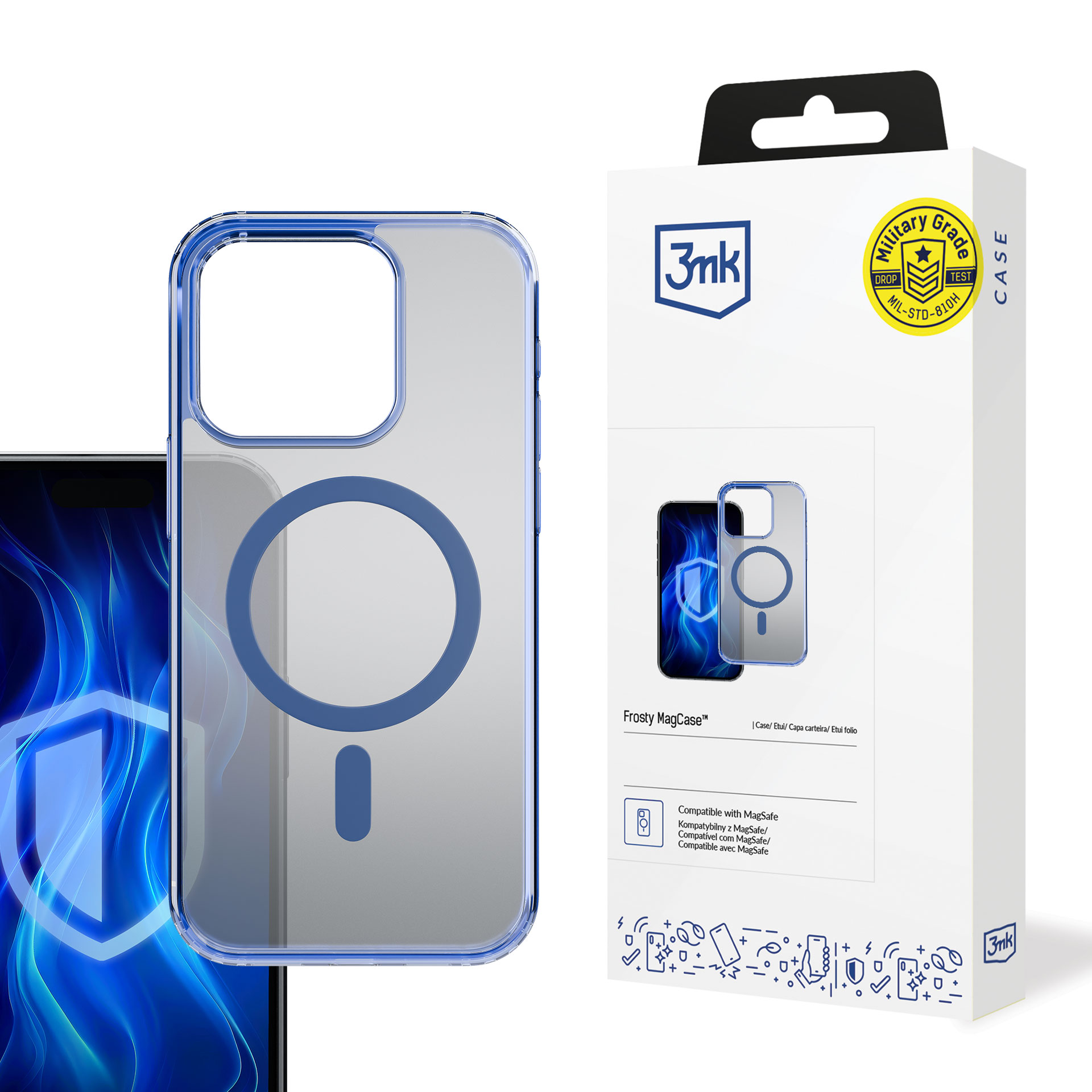 3mk Frosty MagCase синий Чехол для Apple iPhone 16 Pro - прозрачный