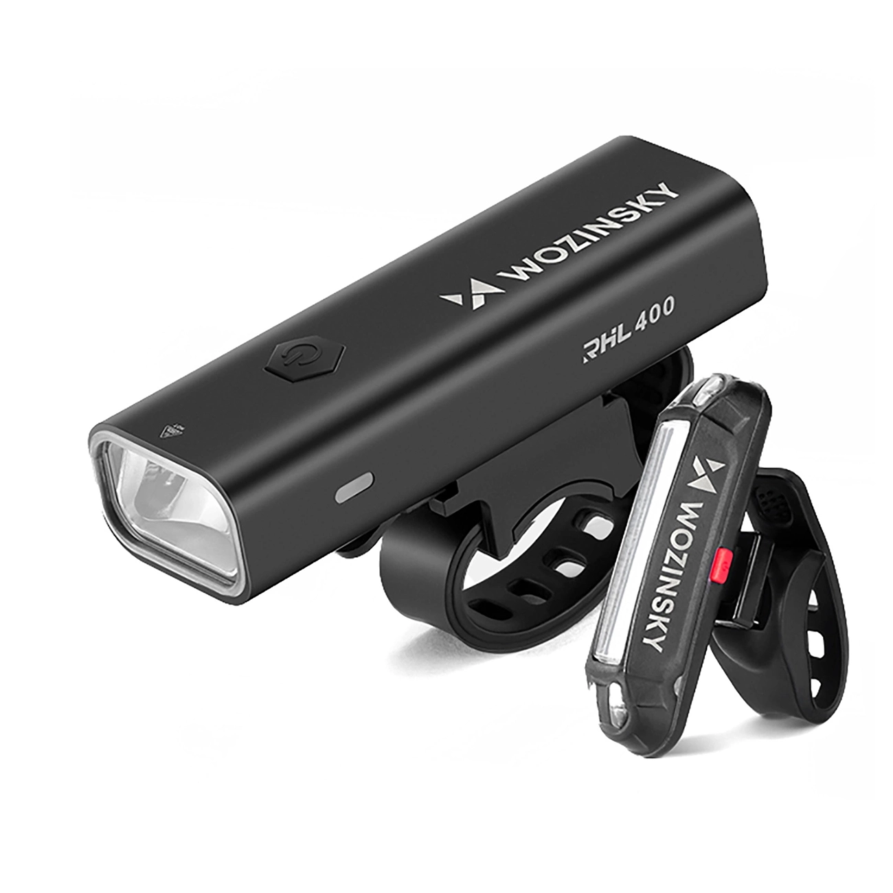 Wozinsky WSBLB2 priekinio (400 lm) ir galinio USB-C dviračio žibintų rinkinys – juodas