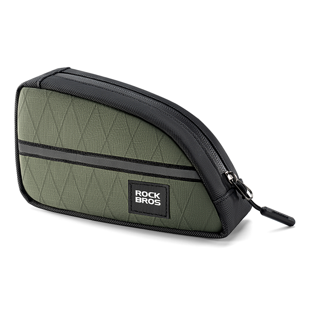 Rockbros trikampis dviračio rėmo krepšys 0.8 l - žalia