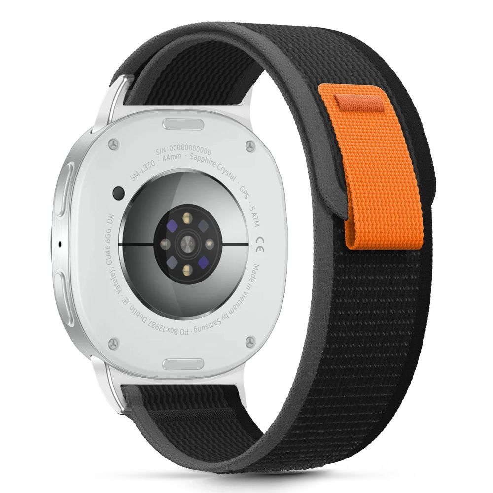 TECH-PROTECT NYLON STRIPE SAMSUNG GALAXY WATCH 8 / CLASSIC (40 / 44 / 46 MM) JUODAS/ORANŽINIS
