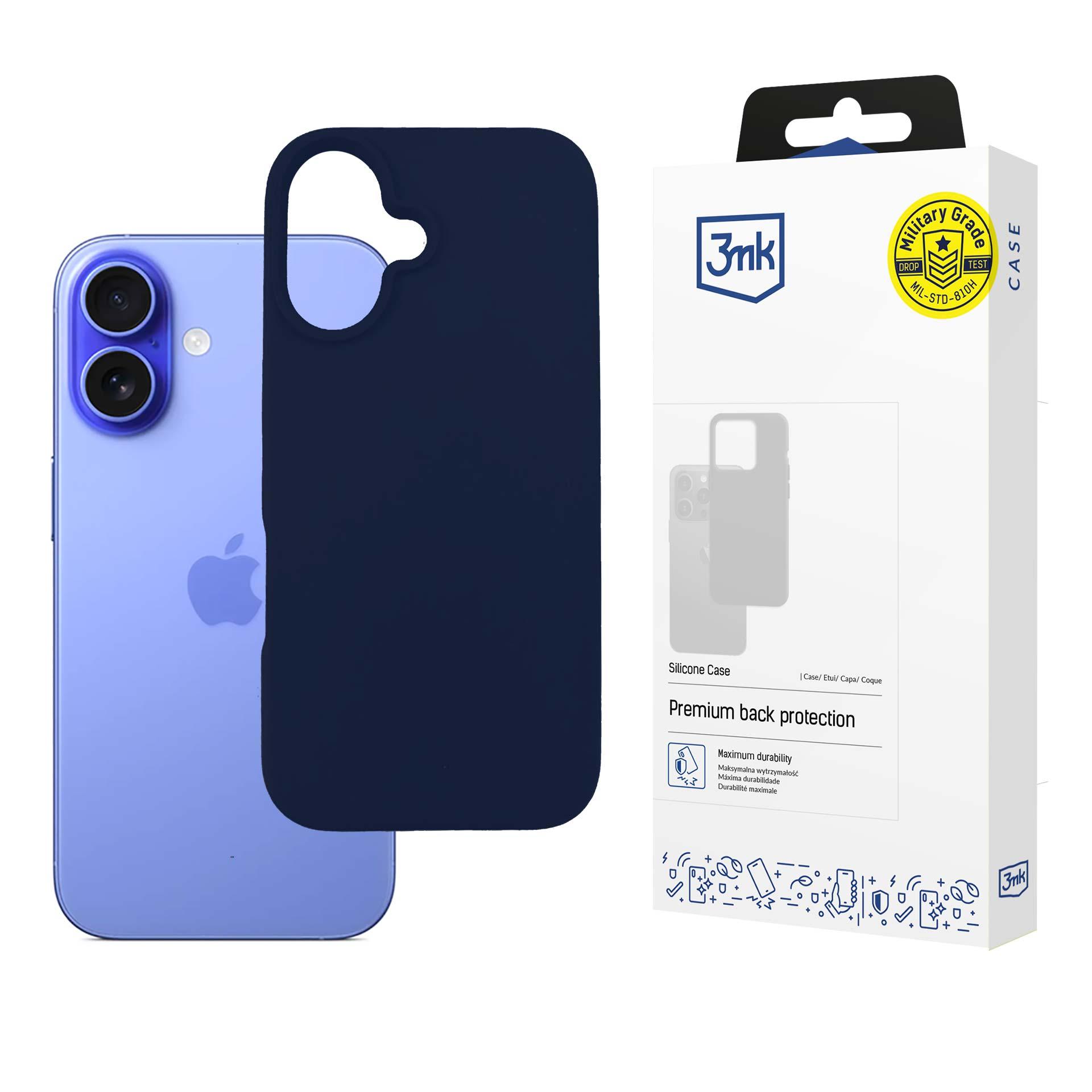 3mk Silicone dėklas telefonui iPhone 16 Plus - tamsiai mėlynas