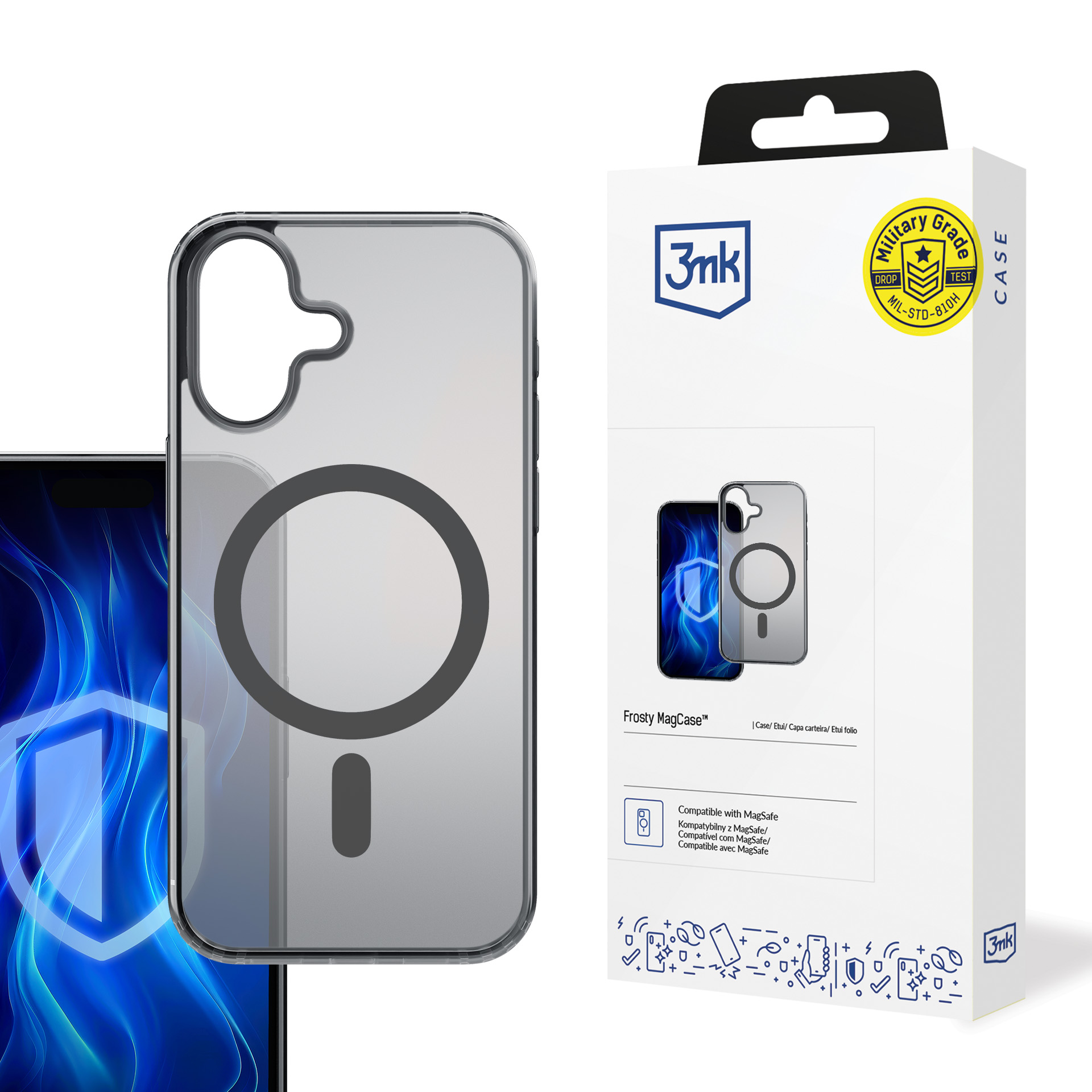 3mk Frosty MagCase для iPhone 16 Plus - чёрный