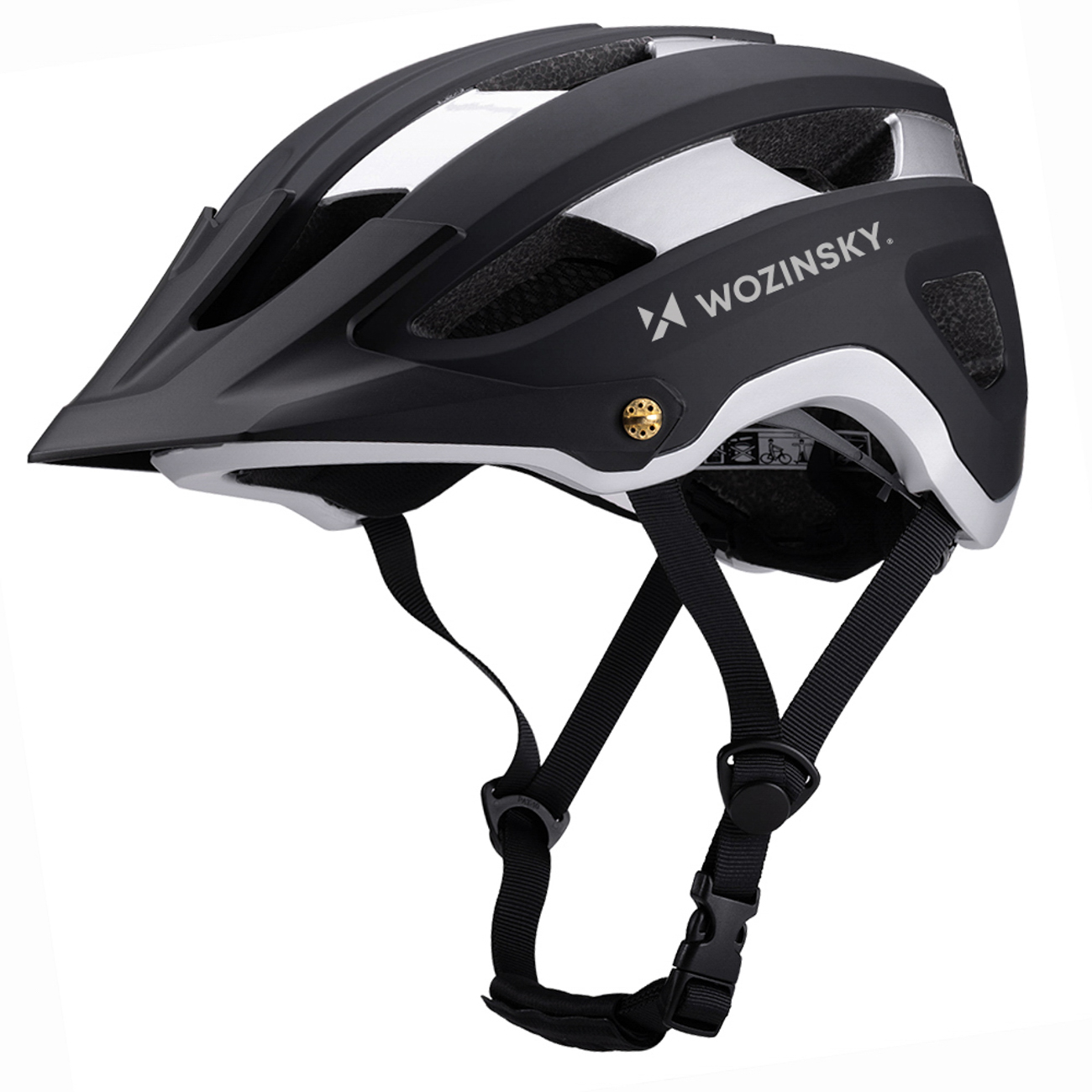 Wozinsky MTB велосипедный шлем со съемным козырьком, легкий L - черный и серебристый