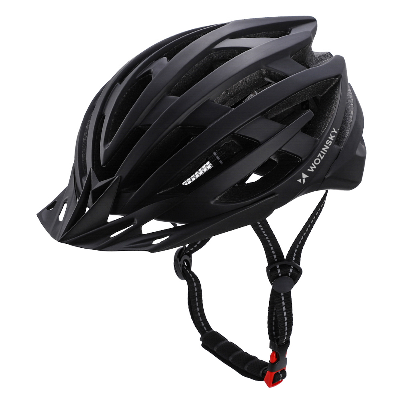 Wozinsky MTB велосипедный шлем со съемным козырьком и задним USB-фонарем M - черный