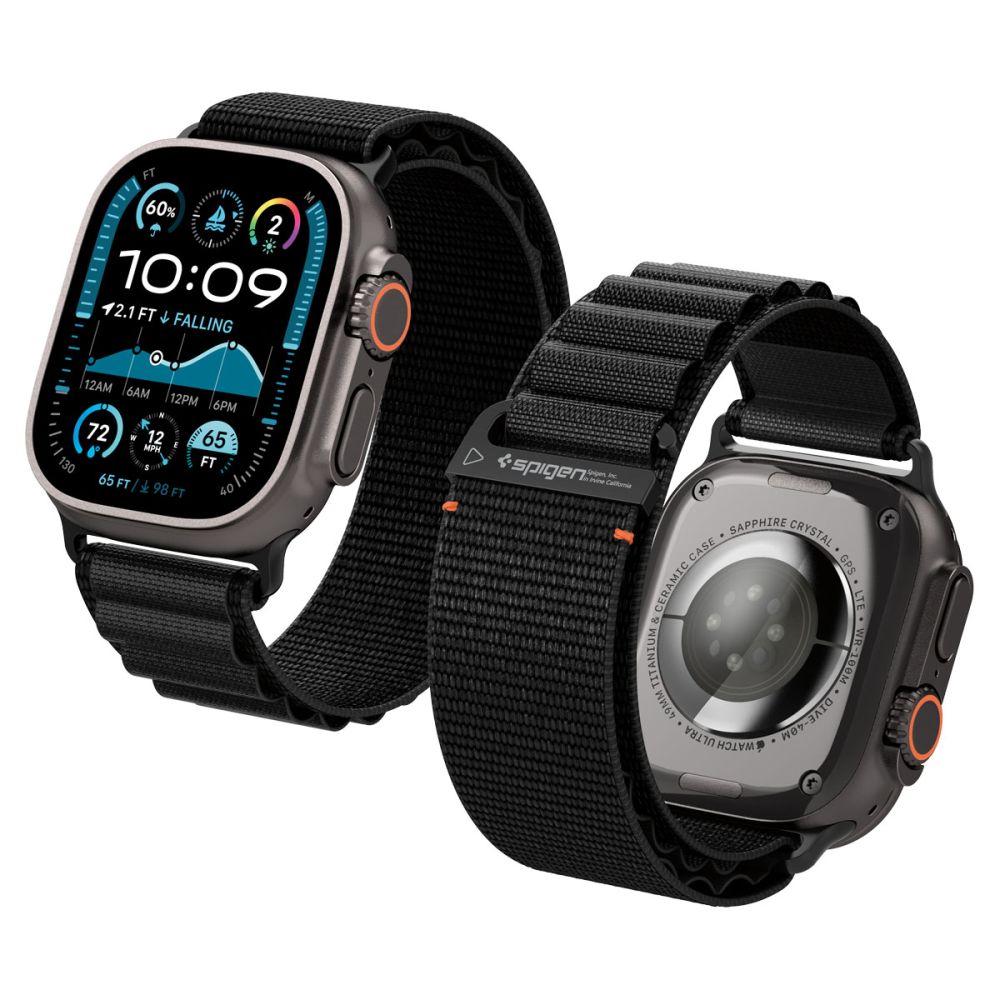 SPIGEN WBF1 dirželis APPLE WATCH 6 / 7 / 8 / 9 / 10 / SE / ULTRA 1 / 2 (44 / 45 / 46 / 49 MM) juodas