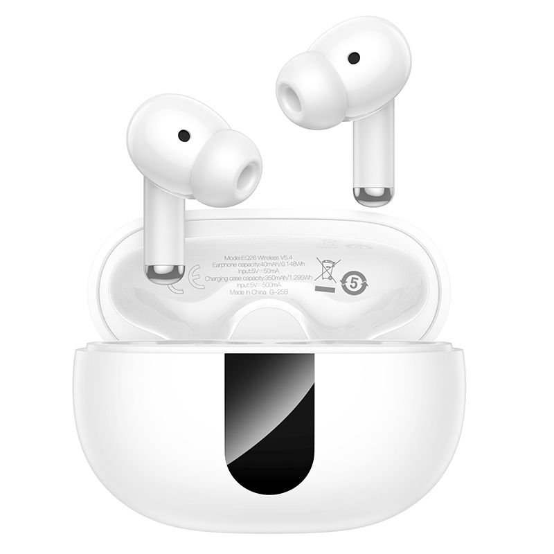 HOCO belaidės ausinės bluetooth TWS ANC ENC EQ26 baltos