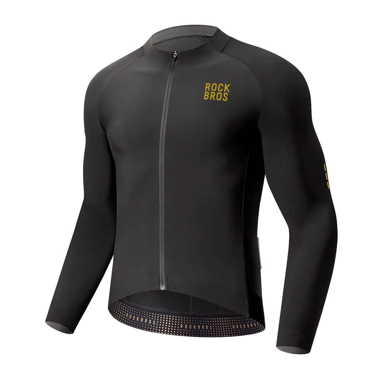 Rockbros YDWT020 Diamond Spring/Autumn/Winter Cycling Jersey, Size XXL - Black