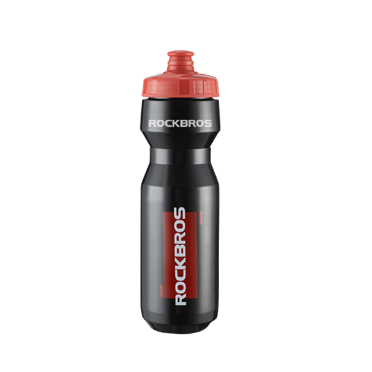 Rockbros 750 ml dviračio gertuvė - skaidri juoda su raudonu antgaliu