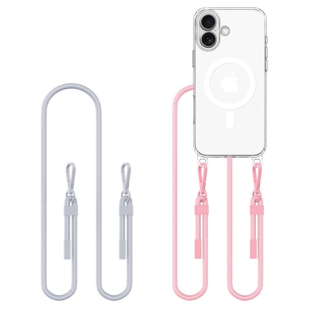 Dėklas TECH-PROTECT FLEXAIR CHAIN MAGSAFE IPHONE 16 pilkas & rožinis