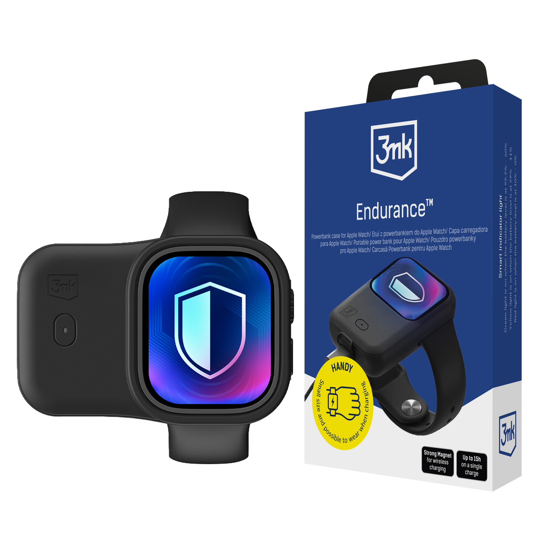 "3mk Endurance Powerbank", skirtas "Apple Watch" 49 mm 2,5 W 1200 mAh USB-C - juodas