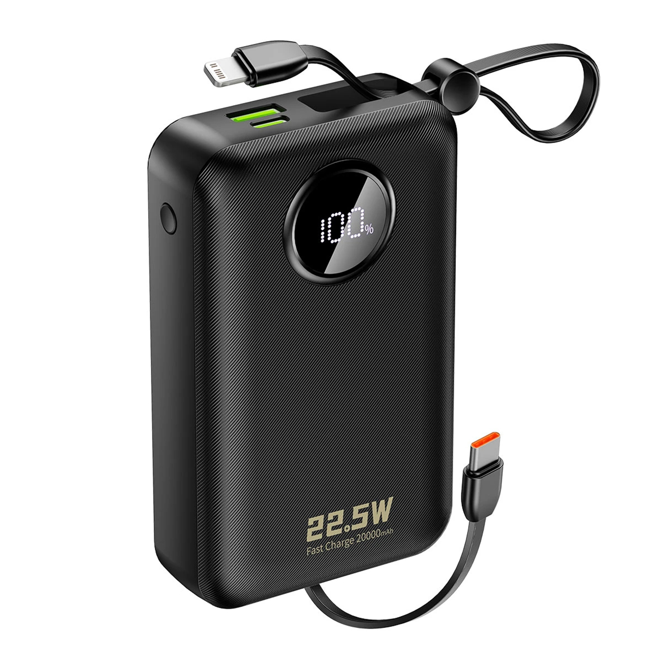 Dudao K14+ Powerbank 20000mAh 22.5W USB-C / USB-A / Built-in Lightning and USB-C Cables - Black