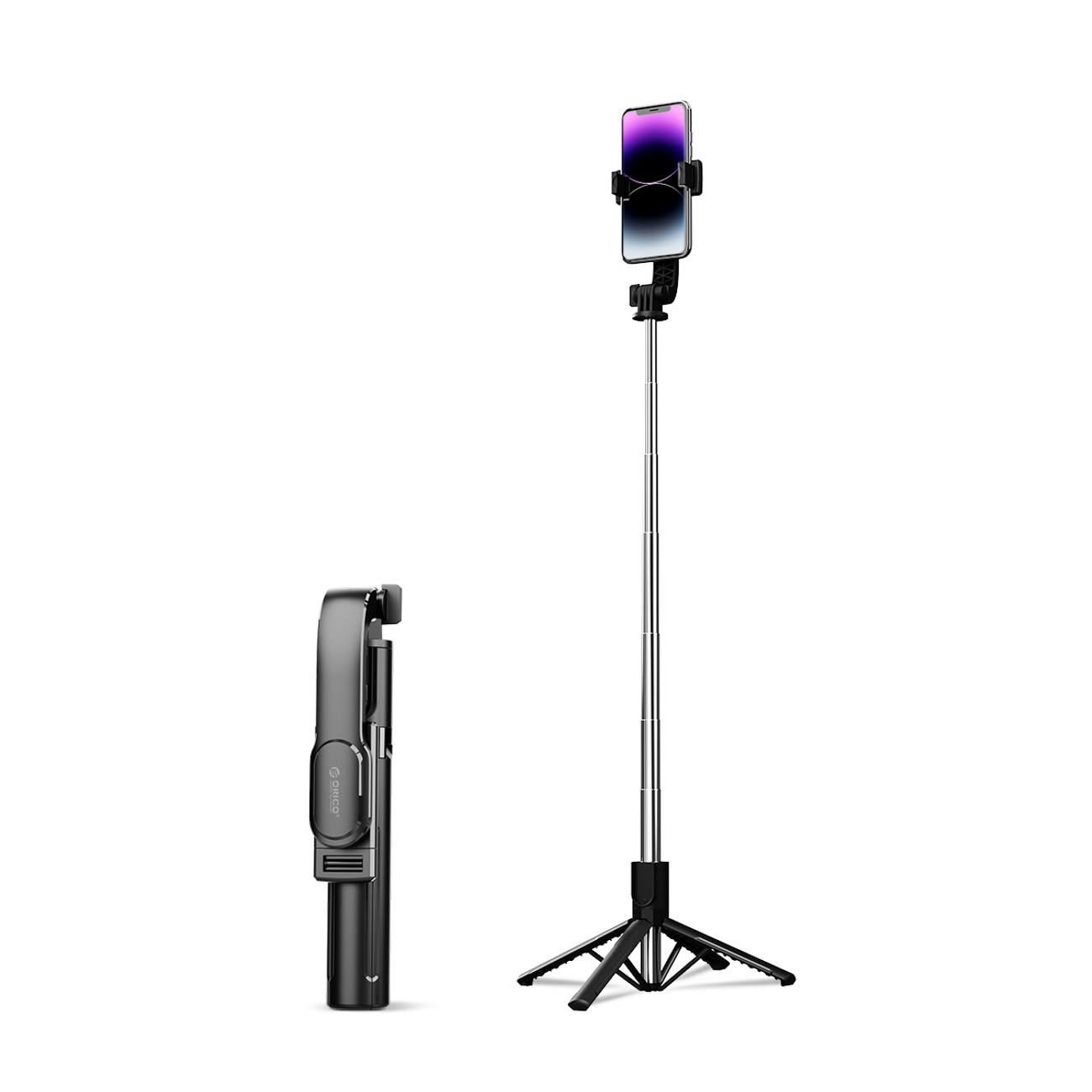 Asmenukių lazda Orico SPN100 1/4 colio trikojis telefono kamerai su 360 laipsnių pasukimu Bluetooth 5.2 - juoda