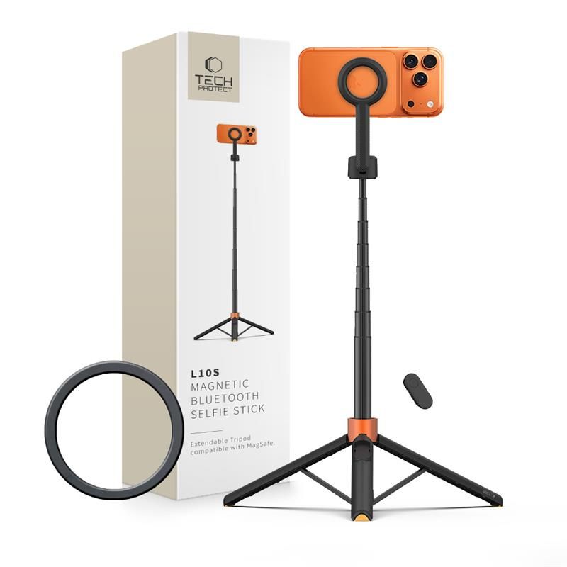 TECH-PROTECT L10S MAGSAFE BLUETOOTH ASMENUKIŲ LAZDA-TRIKOJIS juodas/oranžinis