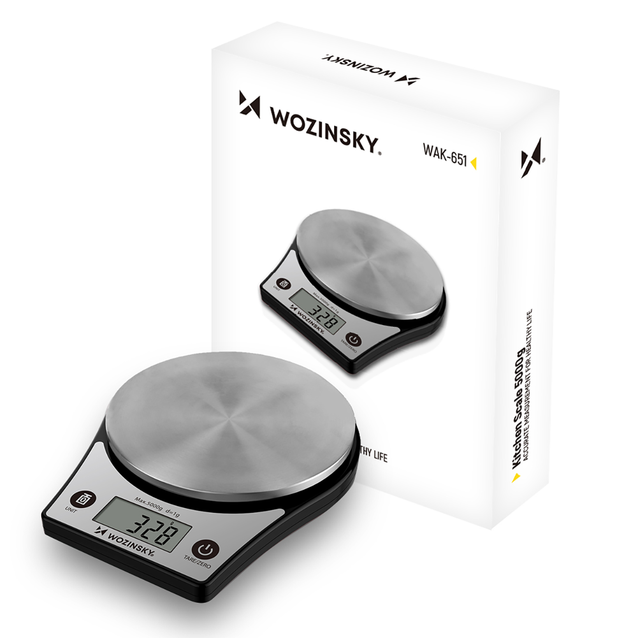 Wozinsky WAK-651 virtuvinės svarstyklės su LCD ekranu, iki 5 kg – juodos