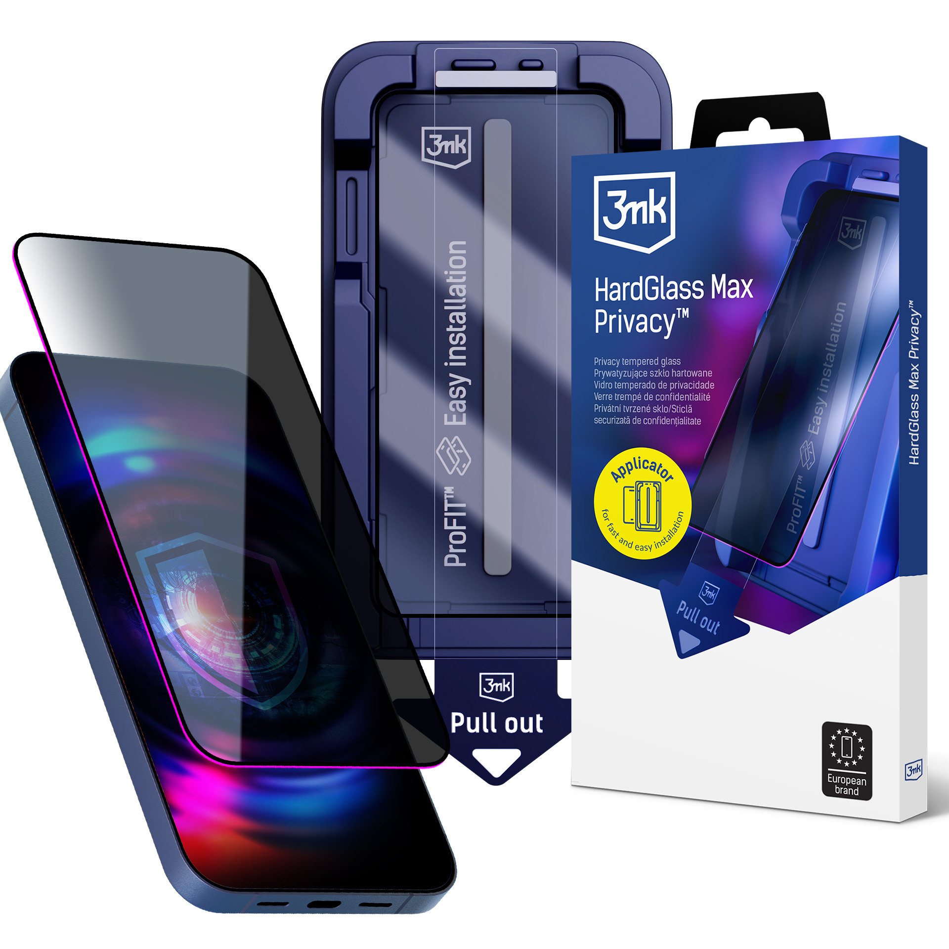 3mk HardGlass Max Privacy 9H grūdintas stiklas su privatumo filtru, skirtas iPhone 15 Pro