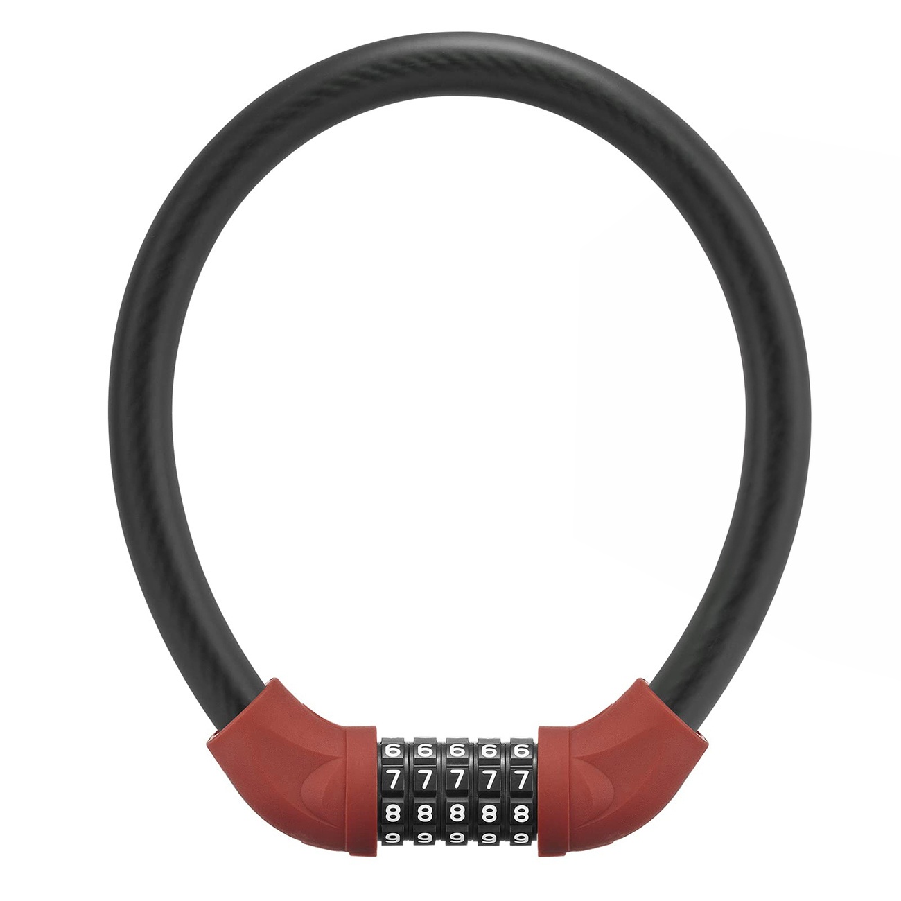 Rockbros RKS870-BK dviračio spyna su kodu ir 85 cm plieniniu trosu – raudona