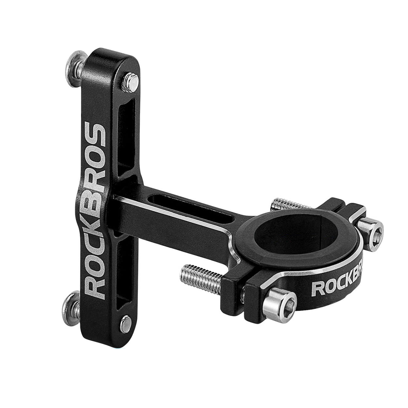 Rockbros KS-416 reguliuojamas aliumininis buteliuko laikiklio adapteris – juodas