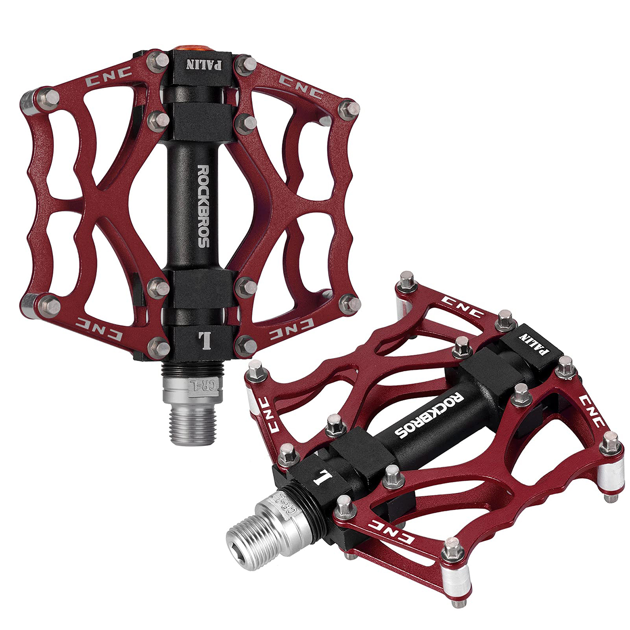 Rockbros JT201012LR 2010-12L aliumininiai platforminiai dviračio pedalai – raudoni