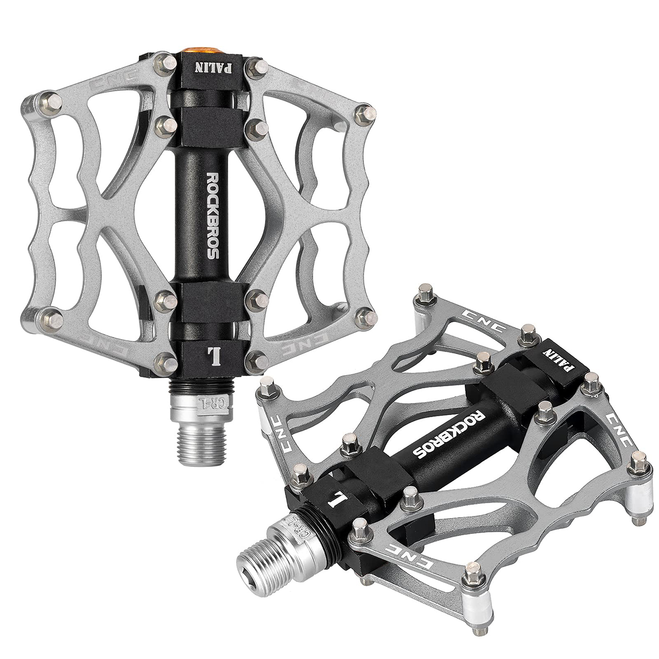 Rockbros JT201012LS 2010-12L aliumininiai platforminiai dviračio pedalai – sidabriniai
