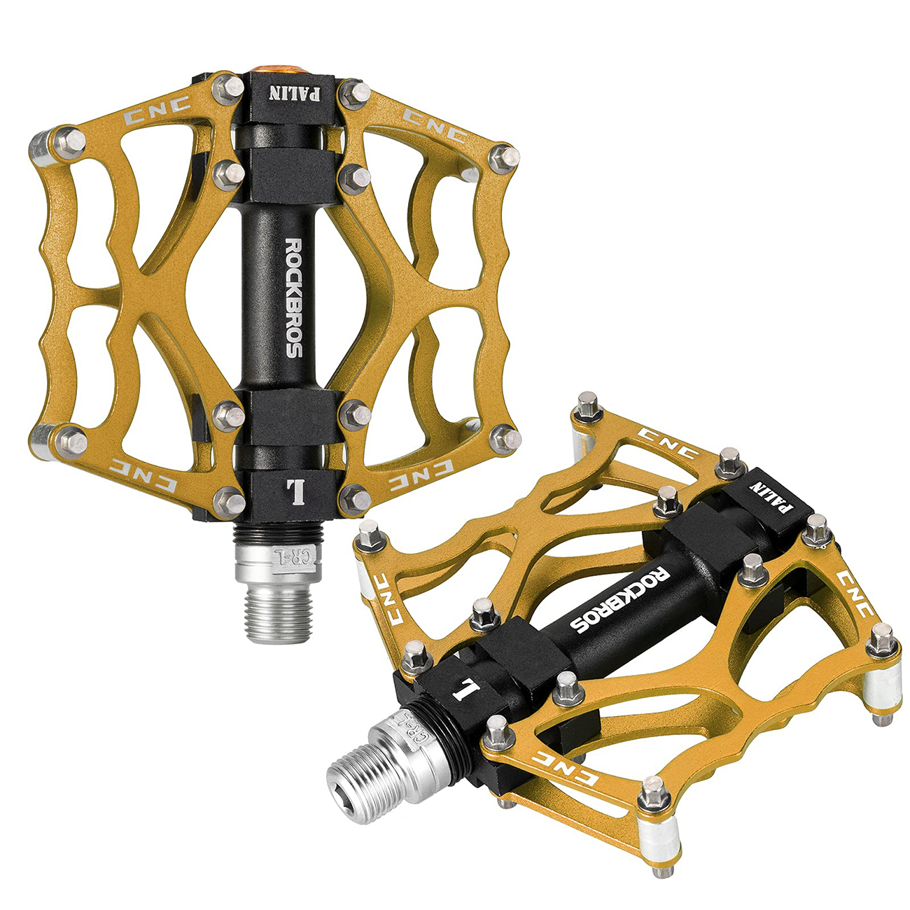 Rockbros JT201012LG 2010-12L aliumininiai platforminiai dviračio pedalai – auksiniai