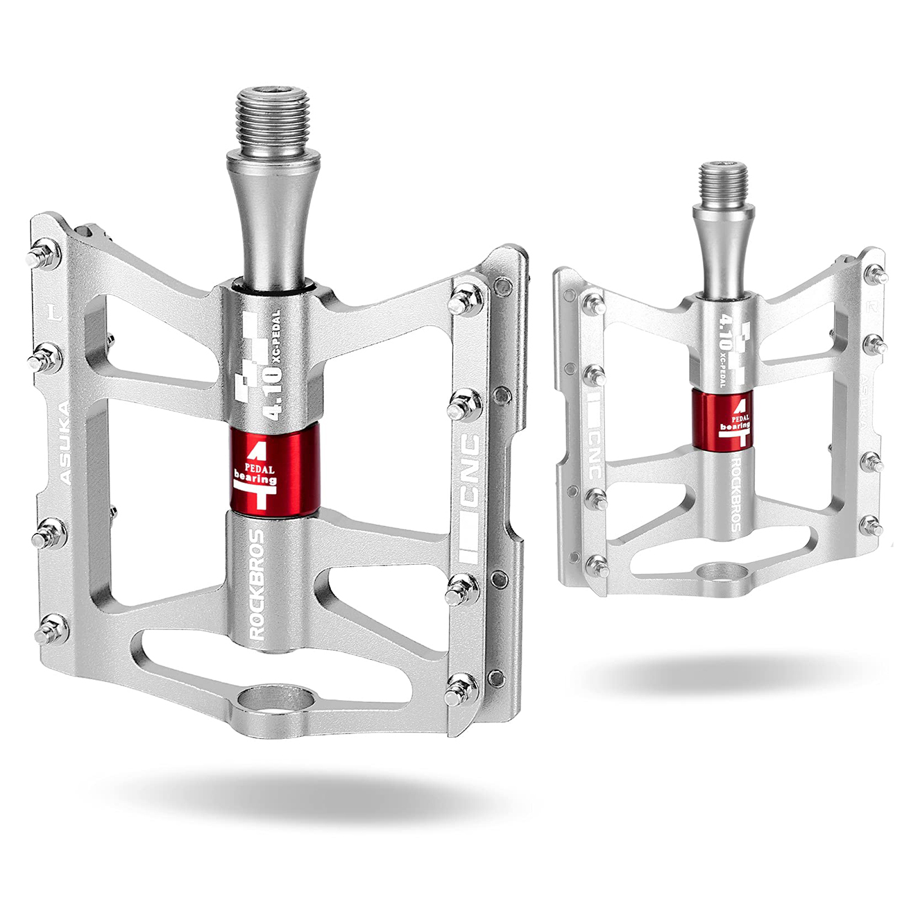 Rockbros JT410 4.10 dviračio pedalai su 4 guoliais – sidabriniai