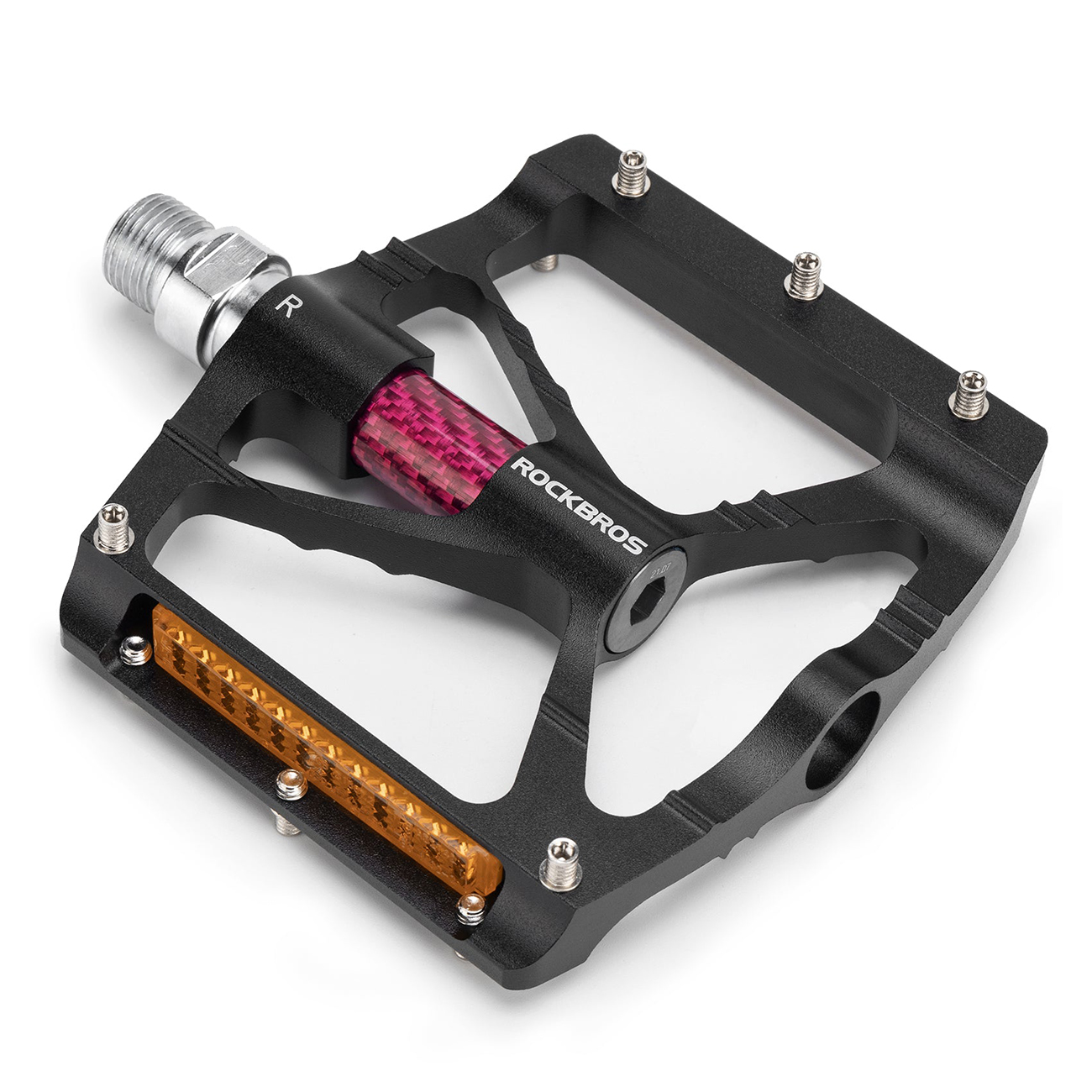 Rockbros K307PT aliumininiai platforminiai dviračio pedalai su atšvaitais – juodi