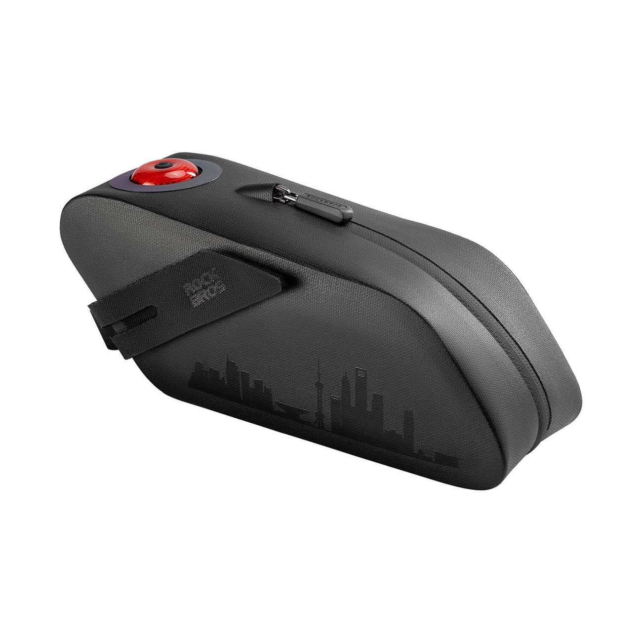 Rockbros AS-078-1 велосипедная подседельная сумка с умным задним фонарем 0.8L - черный