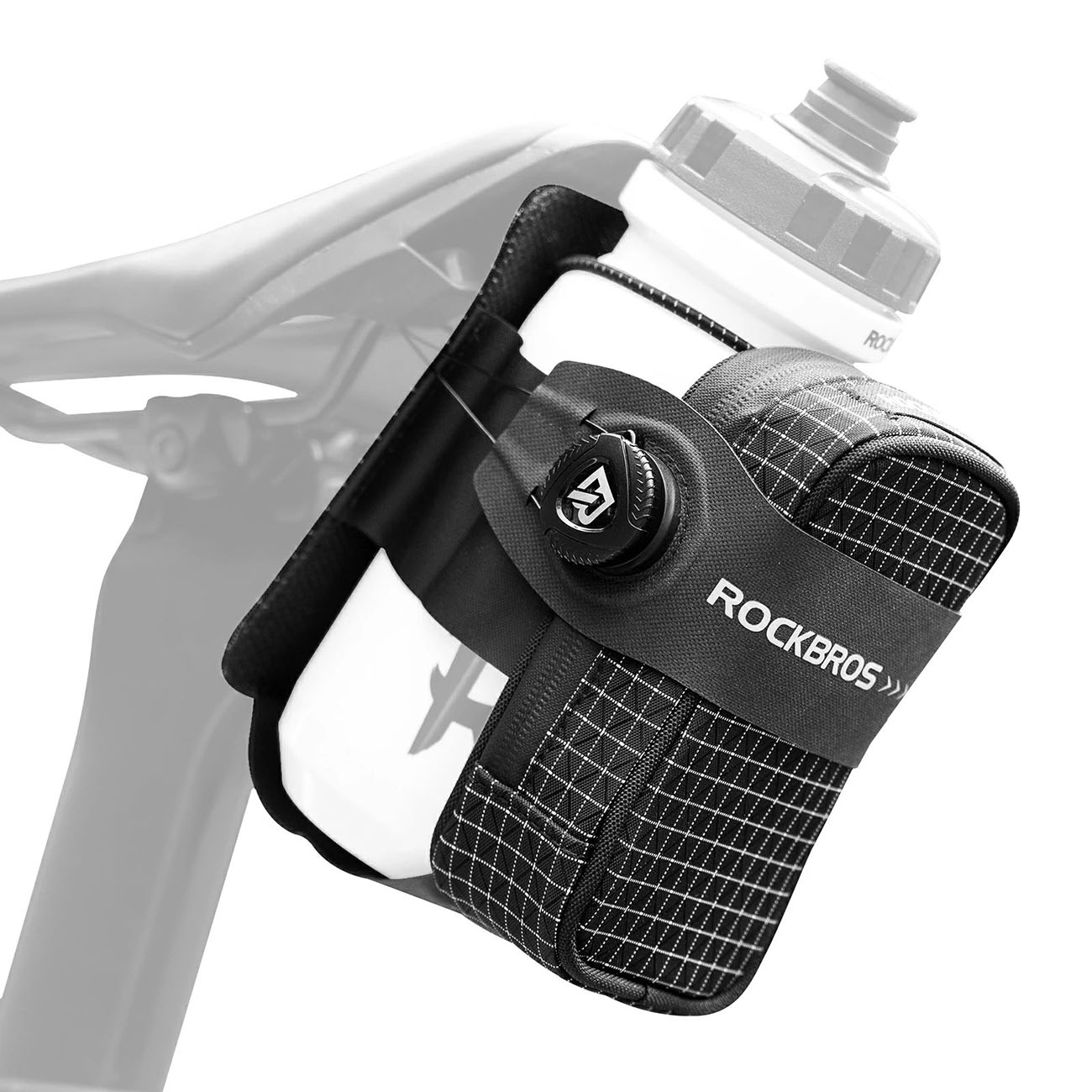 Rockbros P010 0.2L велосипедная подседельная сумка с держателем для бутылки 0.6L - черный