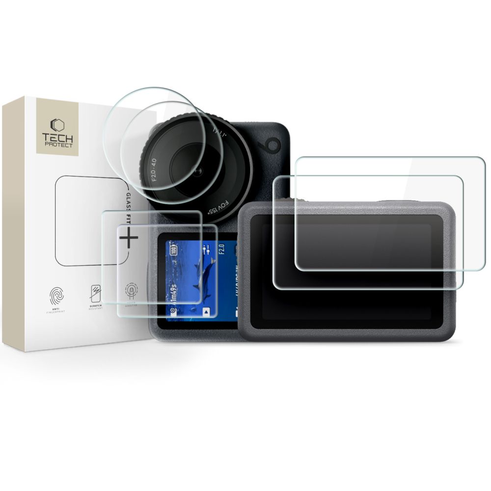 Tech-Protect Glass Fit+ 2 grūdintų stiklų rinkinys, skirtas DJI Osmo Action 6