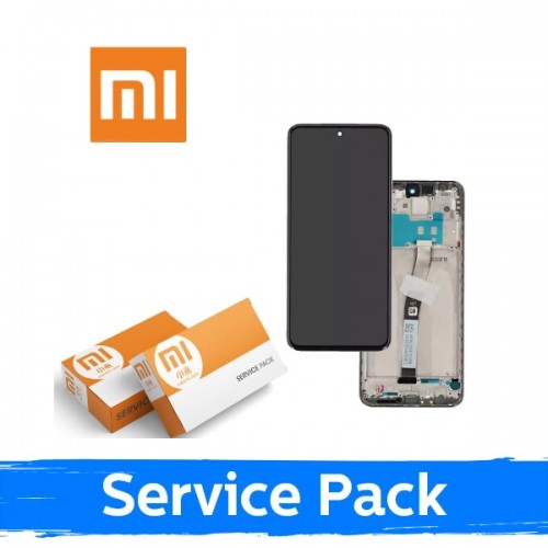 Ekranas skirtas Xiaomi Redmi Note 10 / Note 10S / Poco M5s juodas su rėmeliu (Service Pack)