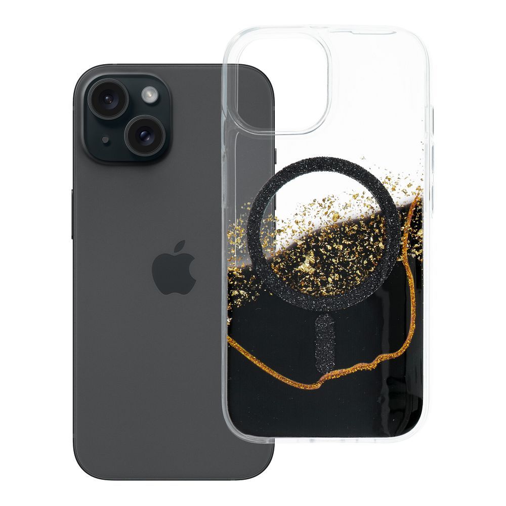 Golden dėklas, suderinamas su MagSafe, skirtas iPhone 15, juodas