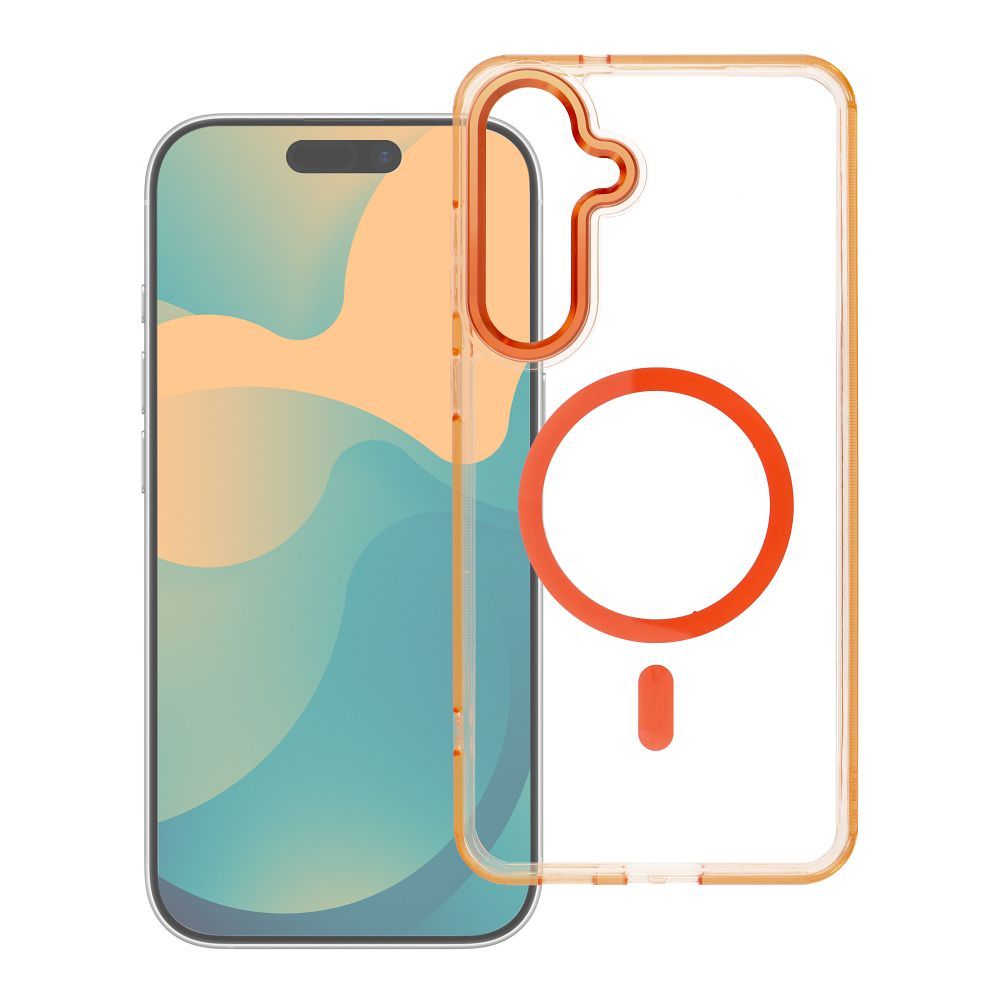 Dėklas Samsung A27 Frame Clear Hybrid Mag Cover, suderinamas su MagSafe, hermes oranžinis