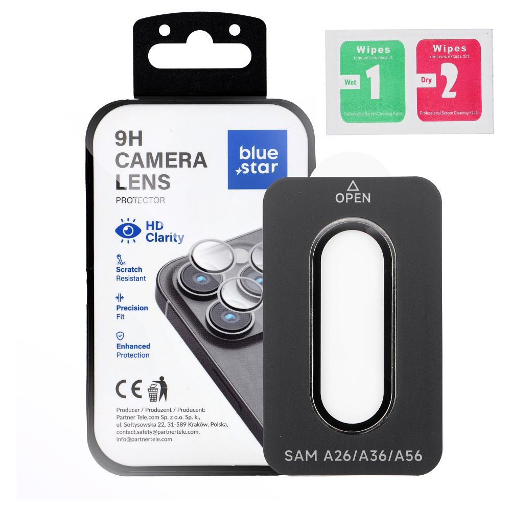 Camera Lens Protector BLUE STAR Easy Install for SAMSUNG A56 black