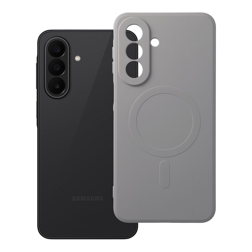 Dėklas Samsung A27 Silicone Mag Cover suderinamas su MagSafe (kameros apsauga) pilkas titano