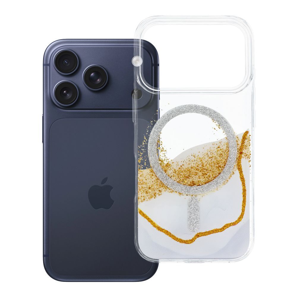 Su MagSafe suderinamas Golden dėklas iPhone 17 Pro / 18 Pro (žemas kameros kraštas), baltas