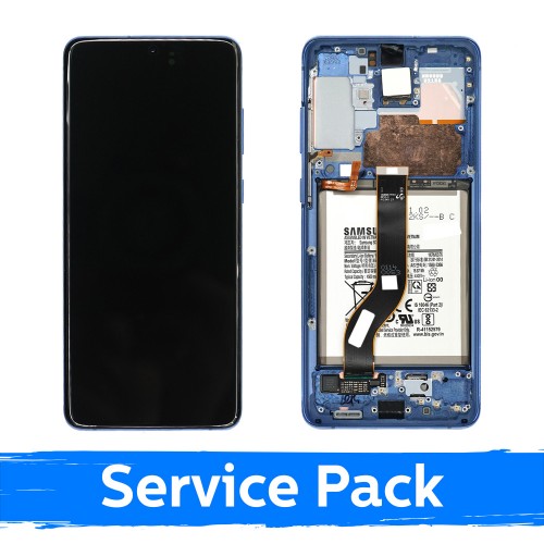 Ekranas skirtas Samsung G985 S20 Plus su rėmeliu / Aura Blue / (Service Pack)  +INCLUDING BATTERY